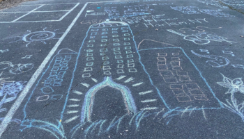 A photo of chalk drawings