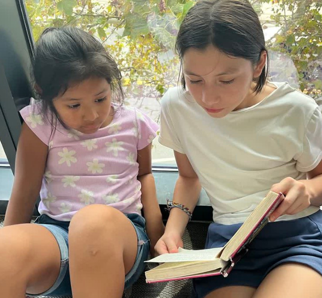 Two students reading