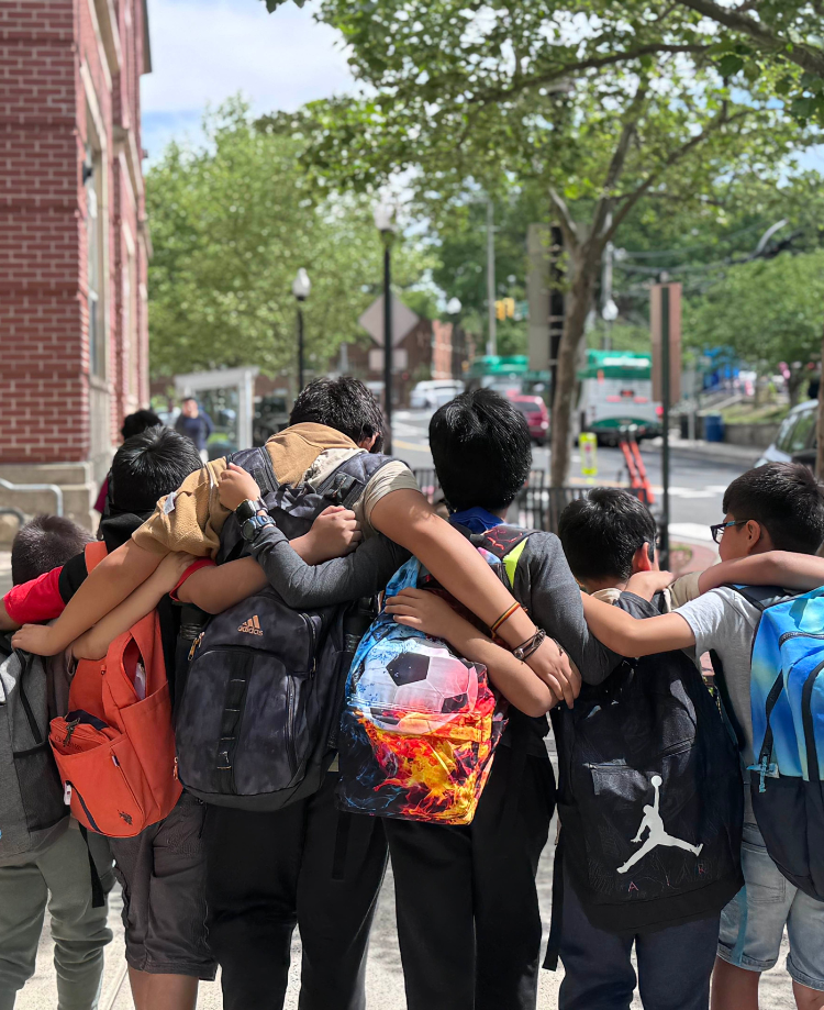 Students with backpacks