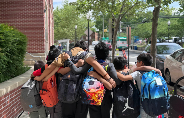 Students with backpacks