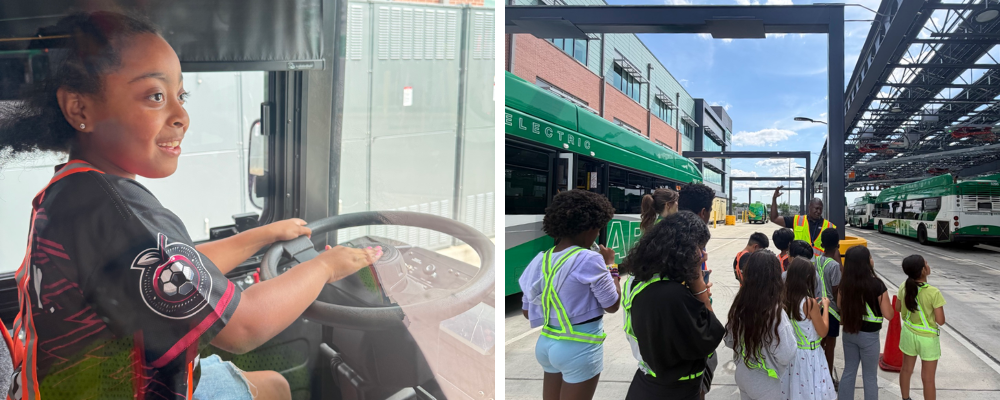 Two photos of Aspire students on the field trip