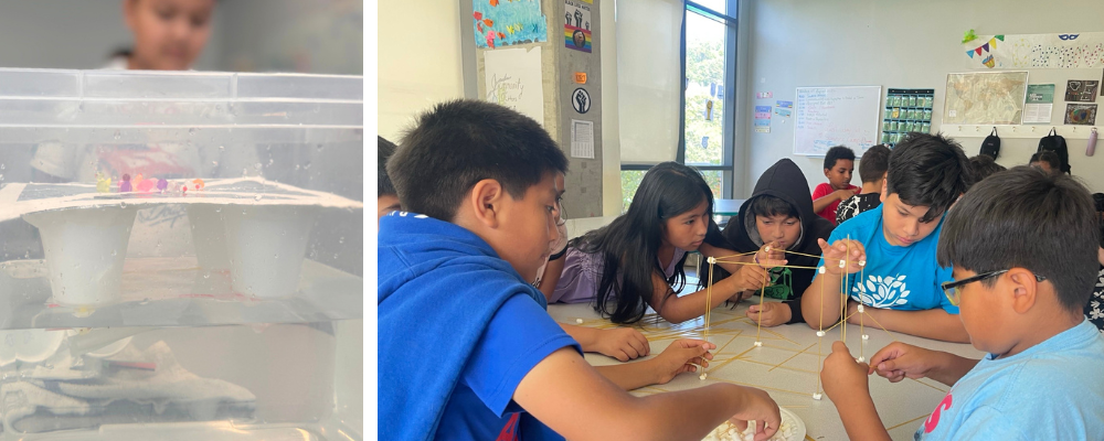 Photos of students working on projects