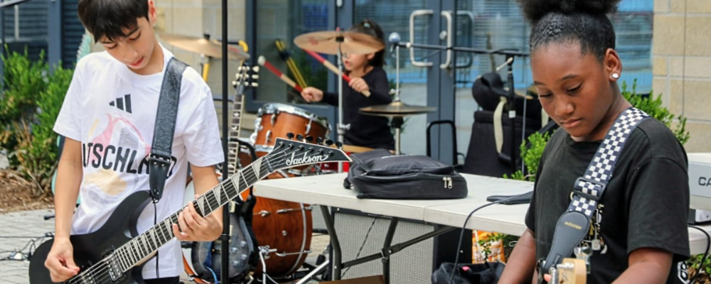 Photo of student rock band performing