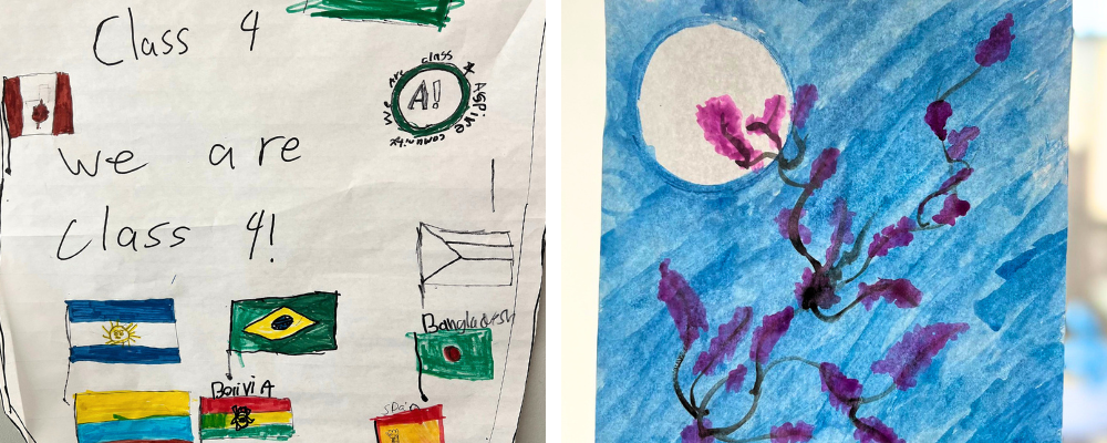 Two photos of student art